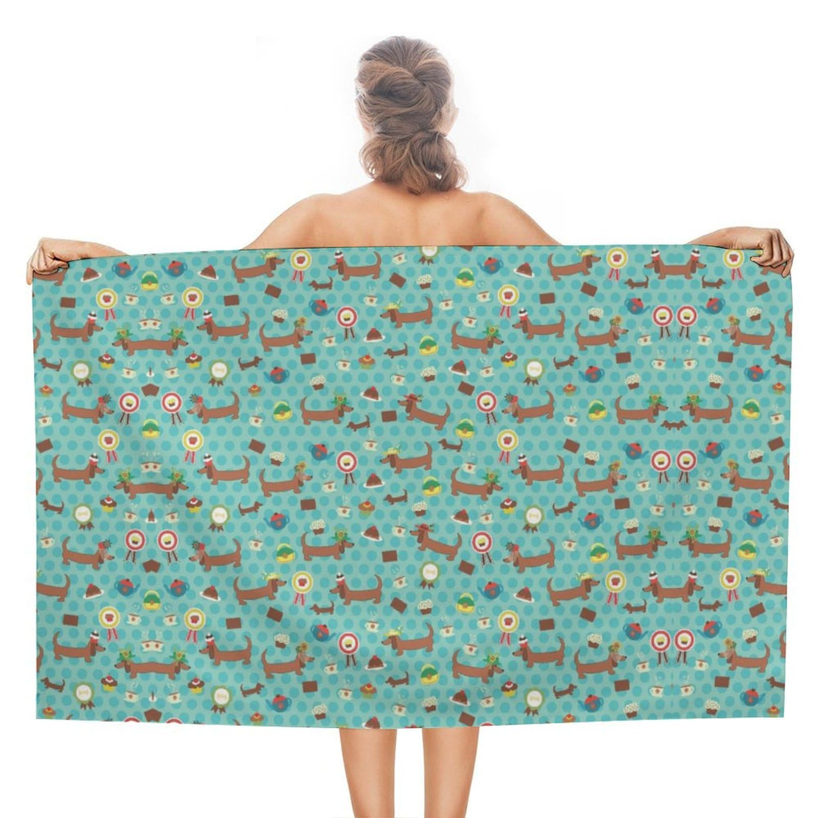 LWORZIIB Beach Towel, Sausage Dog Bath Towel, Absorbent Towel for Swimming, Sports, Travel
