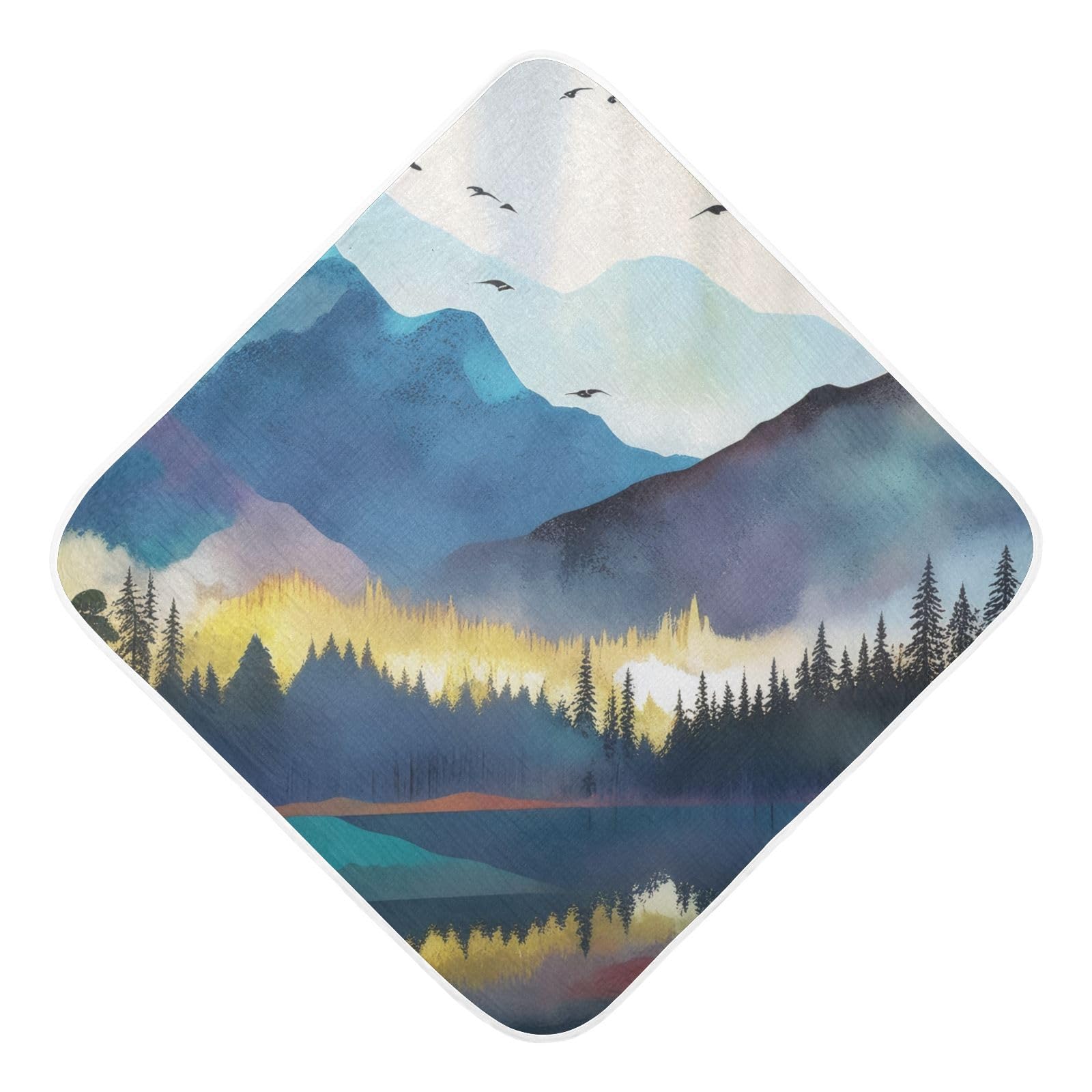 PaChyLuu Forest Mountain Baby Hooded Towel Soft Cotton Baby Towels Ultra Absorbent Bath Towel for Babies Boys Girls, 35x35 Inch