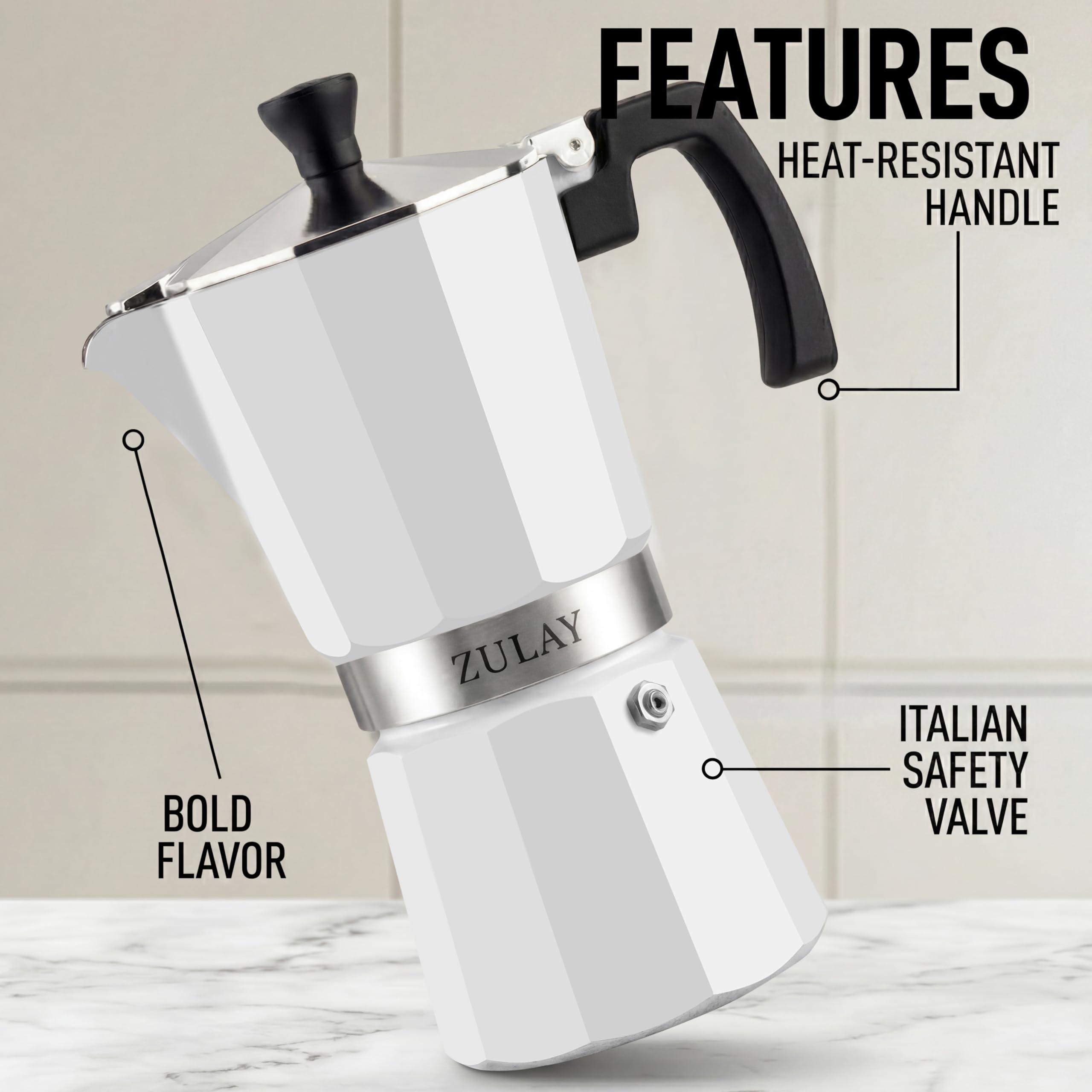Zulay Moka Pot Espresso - Caffettiera cubana - Macchina per caffè espresso da piano cottura a prova di perdite, caffettiera italiana resistente, Cafetera Cubana - Grecas de Cafe - Moka Pot da 12 tazze