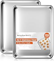 Yuiicaov Stainless Steel Baking Sheet Set of 2 - 18x13 Inch Half Sheet Pans, Warp-Resistant, Nontoxic, Oven Safe to 450°F, Heavy Duty Cookie Sheets