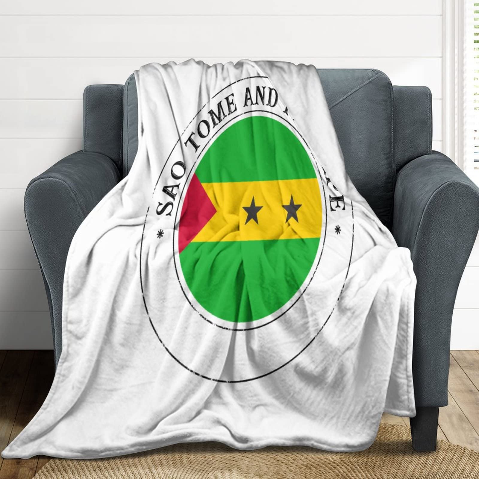 Couverture flanelle Sao Tome et Principe douce et chaude pour canapé