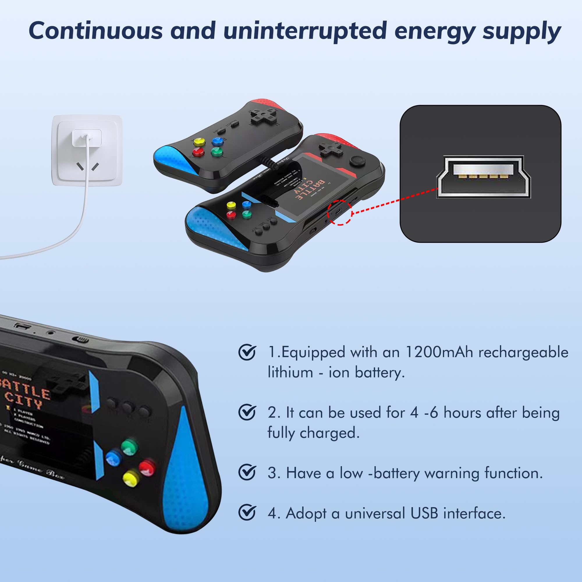 Gioco portatile per bambini, 500 videogiochi retrò precaricati, lettore TV portatile per videogiochi, lettore portatile da gioco batteria ricaricabile schermo LCD da 3,5 pollici Mini arcade giocattolo