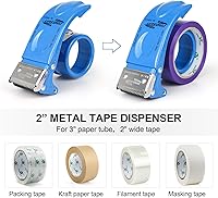 Vista 5 de BOMEI PACK Dispensador de cinta de embalaje de metal, dispensador de cinta pesada de mano resistente de 2 pulgadas, 2 unidades, azul