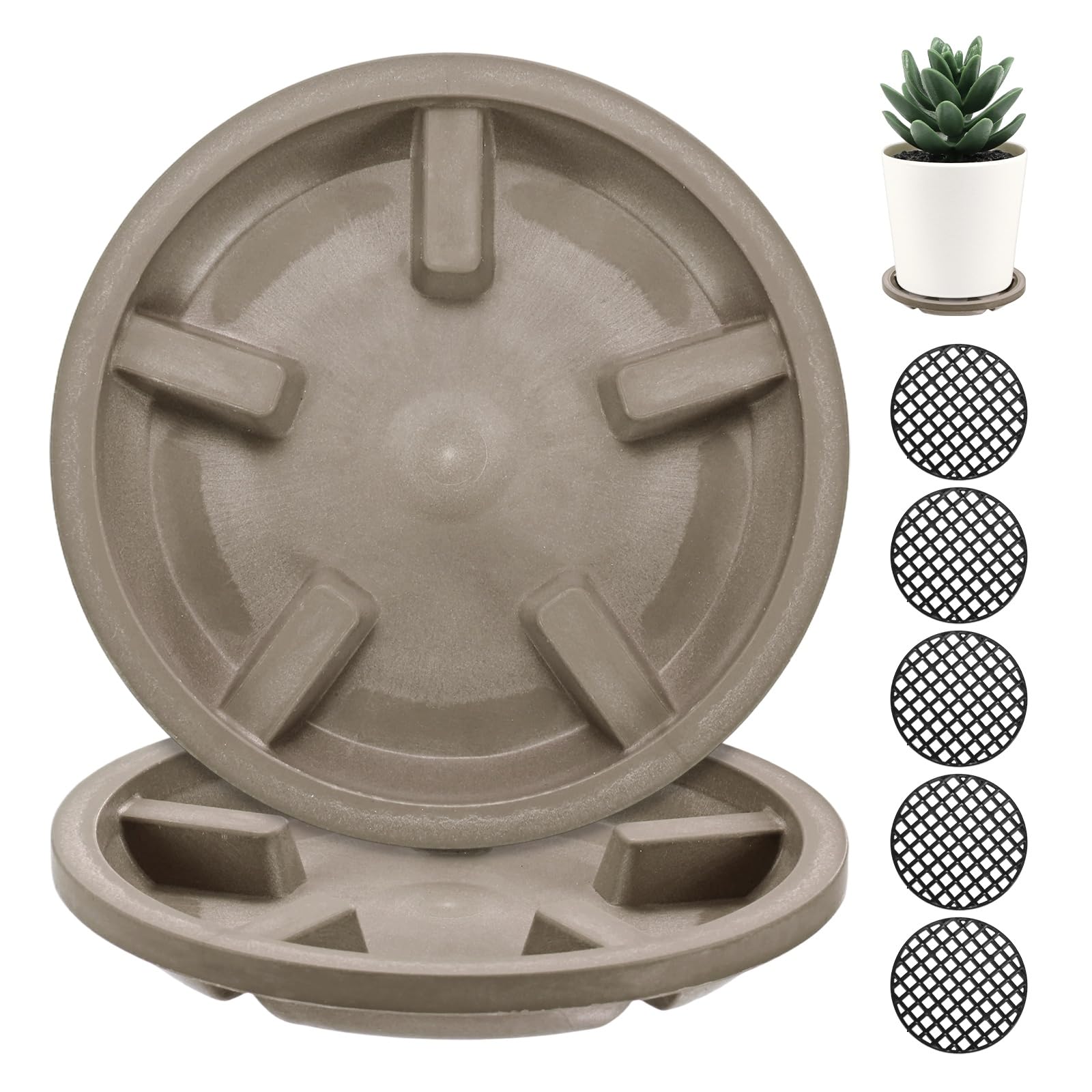 M METERXITY 2-Pack Plant Saucer, 3.27 Inch/8.3 cm Plastic Plant Trays Thicker for Pots/Indoor/Outdoor/Water Drainage and Protection, Flowerpot Drip Tray [Yellow Veins]