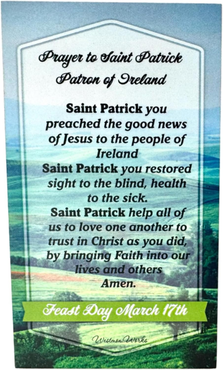 Westmon Works Irish Auto Rosary St Patrick Patron Saint of Ireland and St Christopher Italian Metal Car Rearview Mirror Charm with Two Holy Cards - Image 5