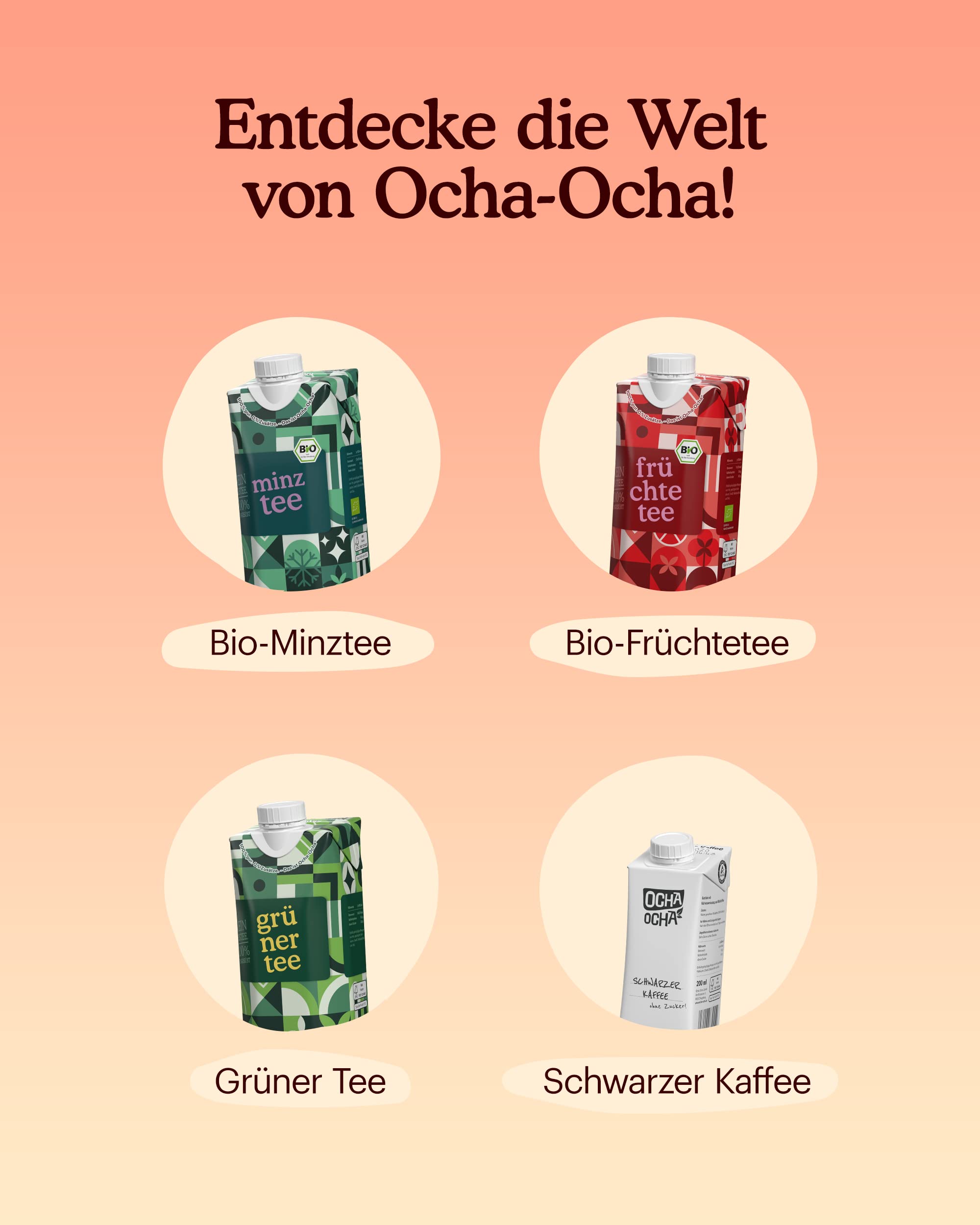 Ocha-Ocha - Bio Eistee zuckerfrei & koffeinfrei - 24x500ml - Bio Früchtetee Ohne Zucker - Ohne Süßungsmittel - Kinder Tee 100% ungesüßt - Vorratspack