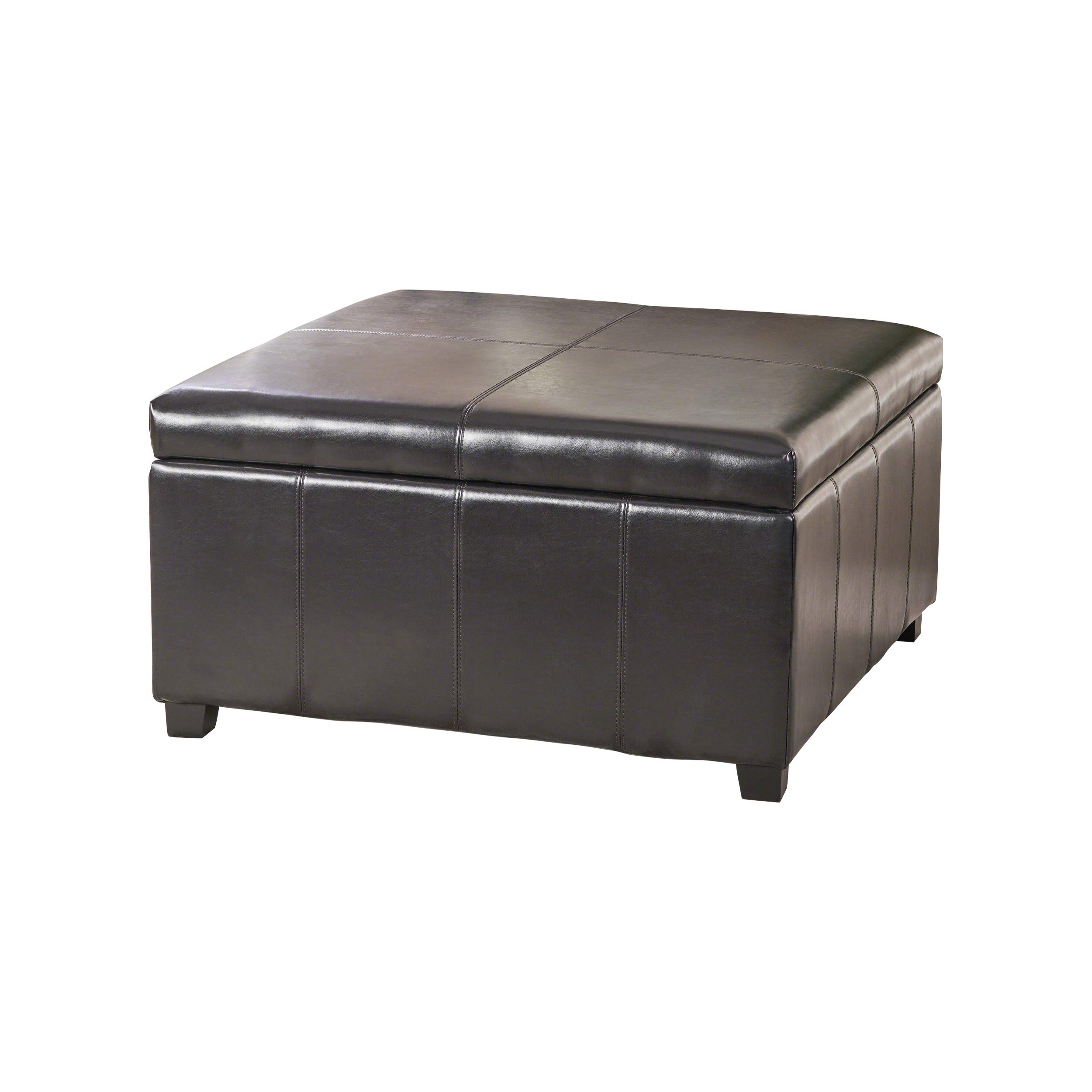 Christopher Knight Home Living Berkeley Brown Leather Square Storage Ottoman, Espresso