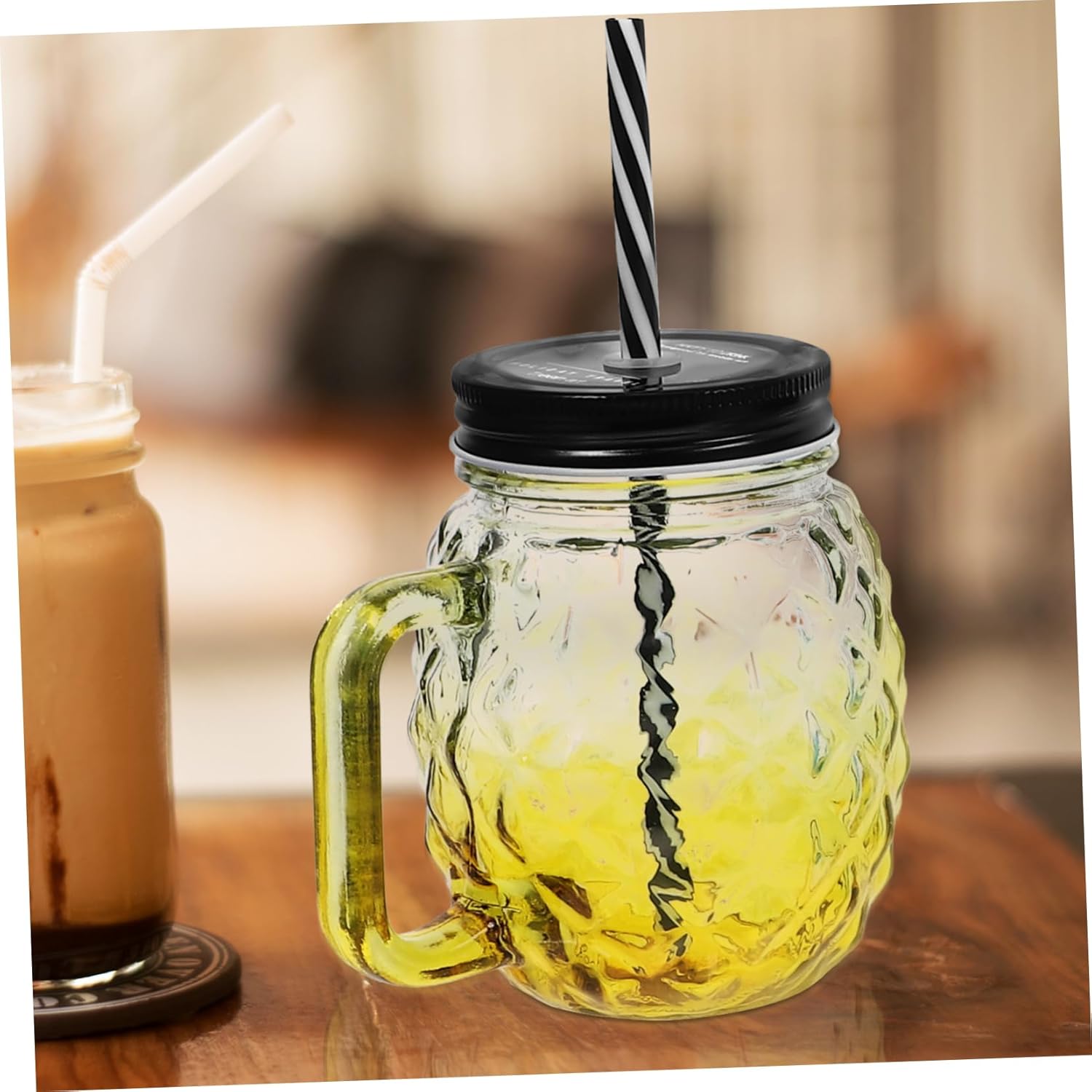 VICASKY 4Pcs Gradient Glass Juice Cups Transparent Capacity Beverage Tumblers with Leak Sealing for Pineapple Cocktail Bar Use