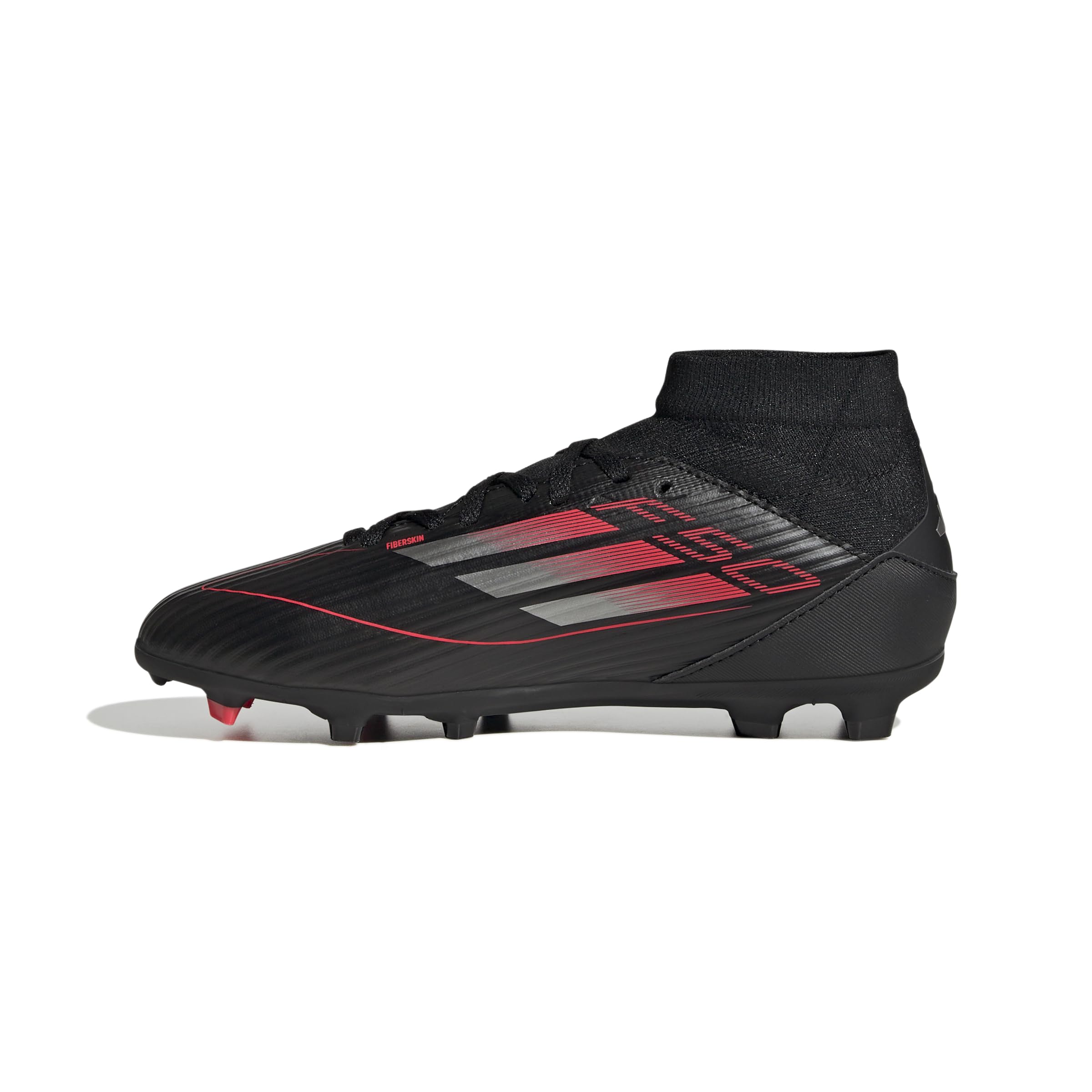 Adidas Boys F50 League Childrens Firm Ground Football Boots - Black/Iron/Red - C10 (28)