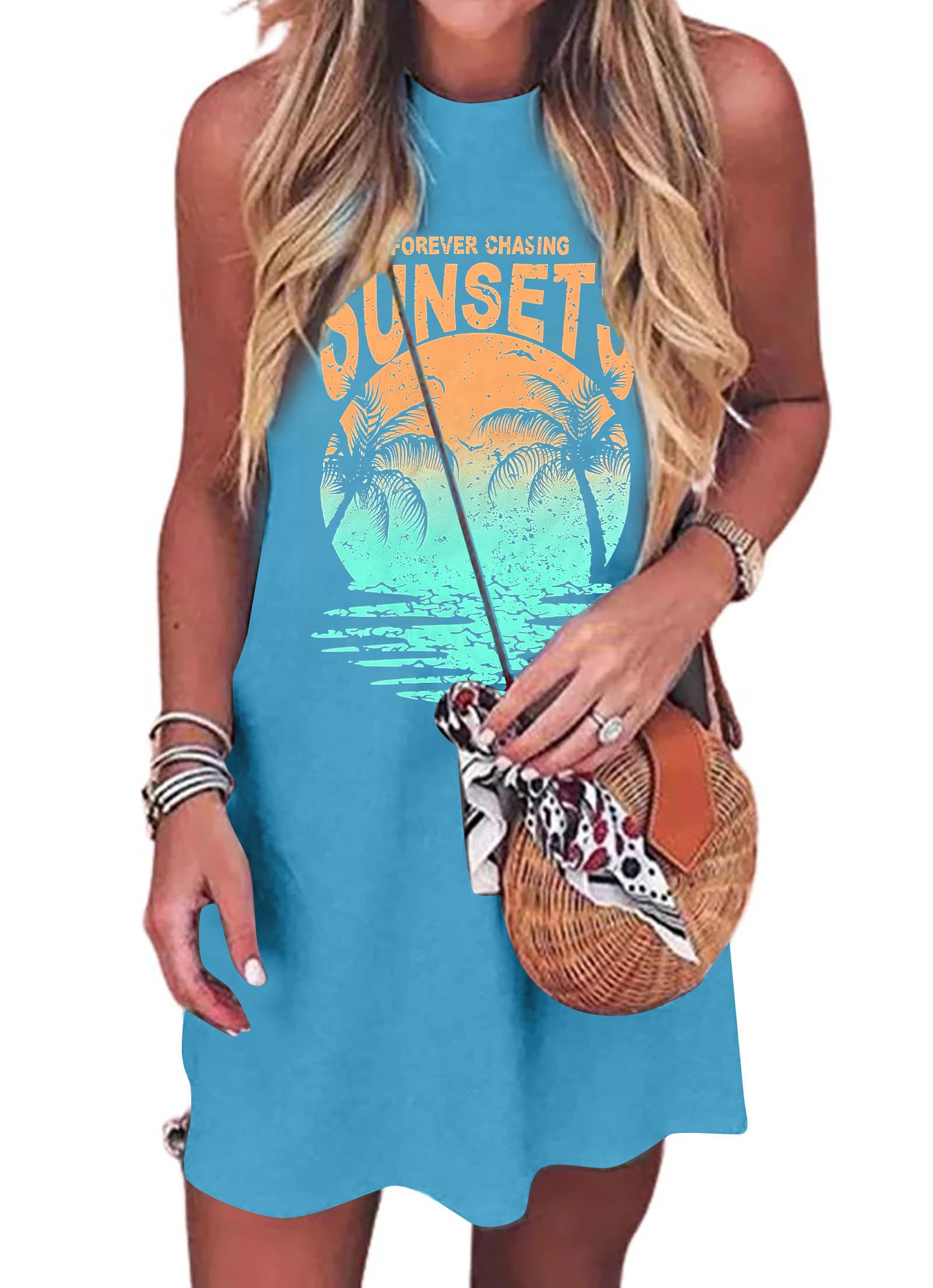 BEIDEFY Summer Dress for Women Tank Beach Dresses Casual Vacation Mini Sundress Hawaiian Tropical Dresses