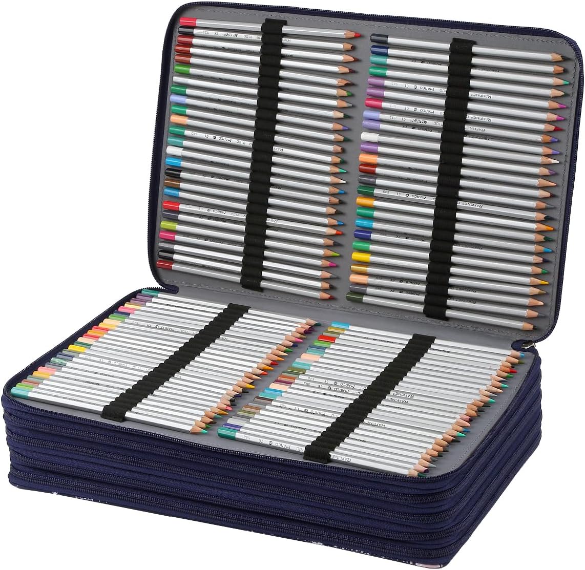 Lbxgap 500 Individual-Slot Colored Pencil Organizer with Zipper - Fabric Art Storage Bag for Painters and Artists (Small Slots,Galaxy Blue)