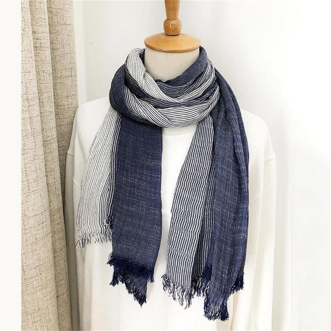 Men's Scarf Japanese Style Striped Shawl Literary Trend Couple's Neckwear For Outdoor Fashion