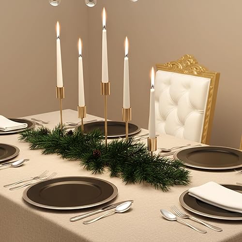 Miniatura 4 de Paquete de 12 portavelas cónicos dorados a granel, portavelas de metal francés dorado con almohadilla antideslizante para boda, aniversario, hogar