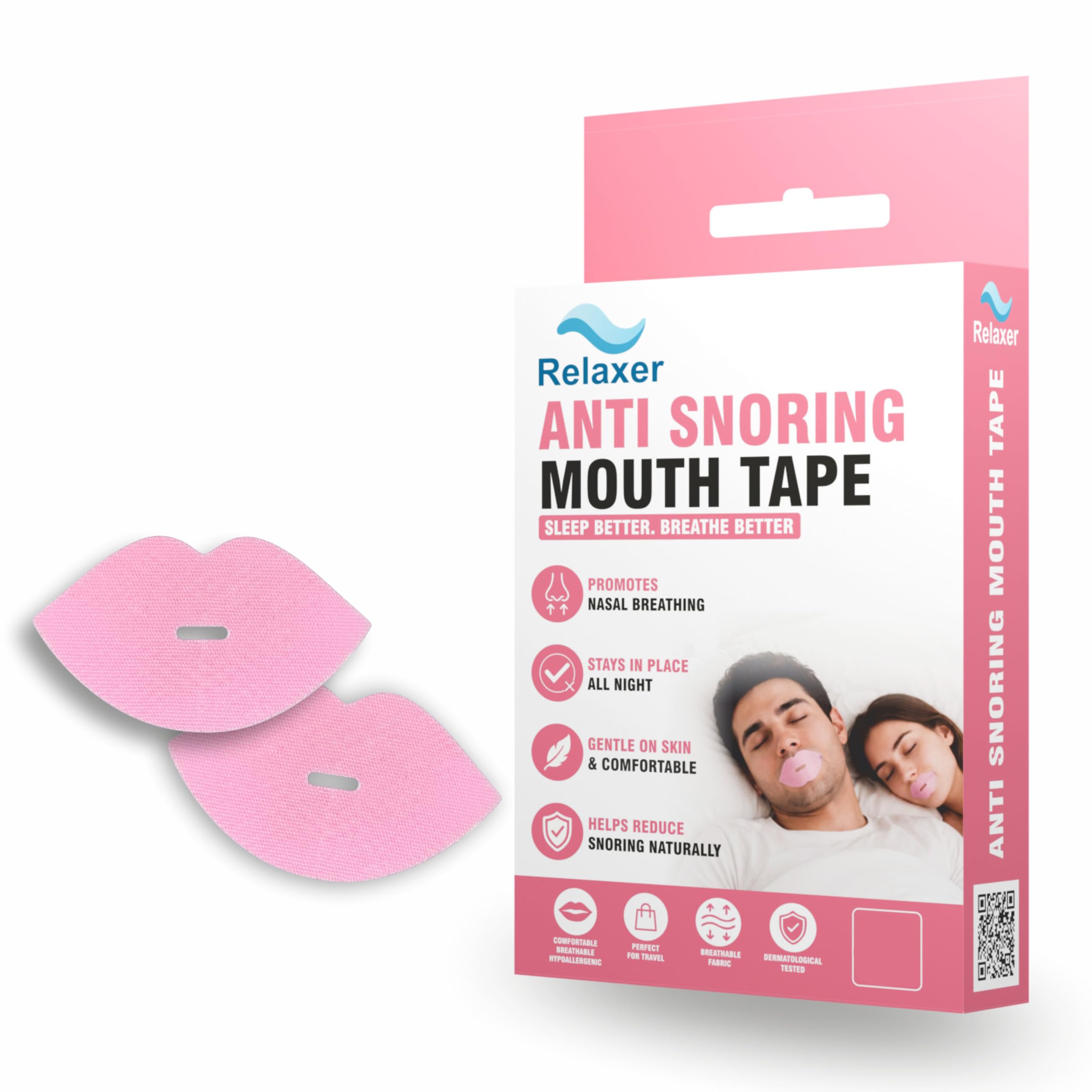 Relaxer Mouth Tape for Sleeping Adults – Anti Snoring Sleep Strips, Mouth Breathing Stopper for Nose Breathing & Better Sleep | Hypoallergenic Adhesive, Comfortable Fit | Black Sleep Mouth Tape-picture-27