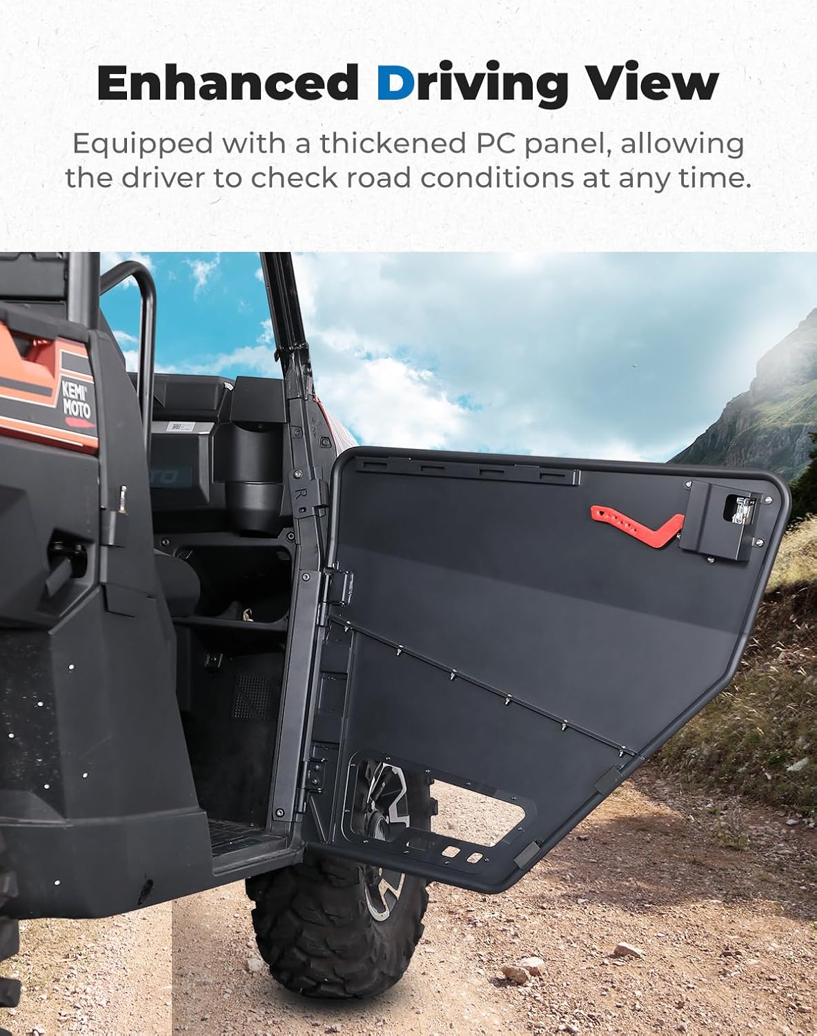 KEMIMOTO Aluminum Half Door Compatible with Polaris Ranger XP 1000 2018-2026, Ranger 1000 2020-2026, Lower Door Panels with PC Window to Expand Visibility