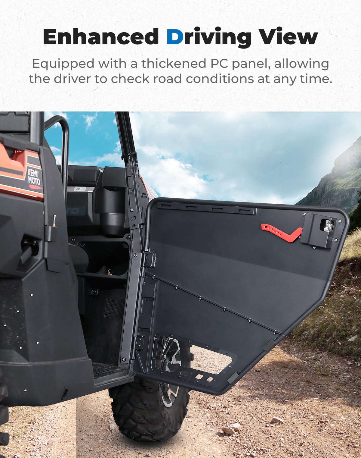 KEMIMOTO Aluminum Half Door Compatible with Polaris Ranger XP 1000