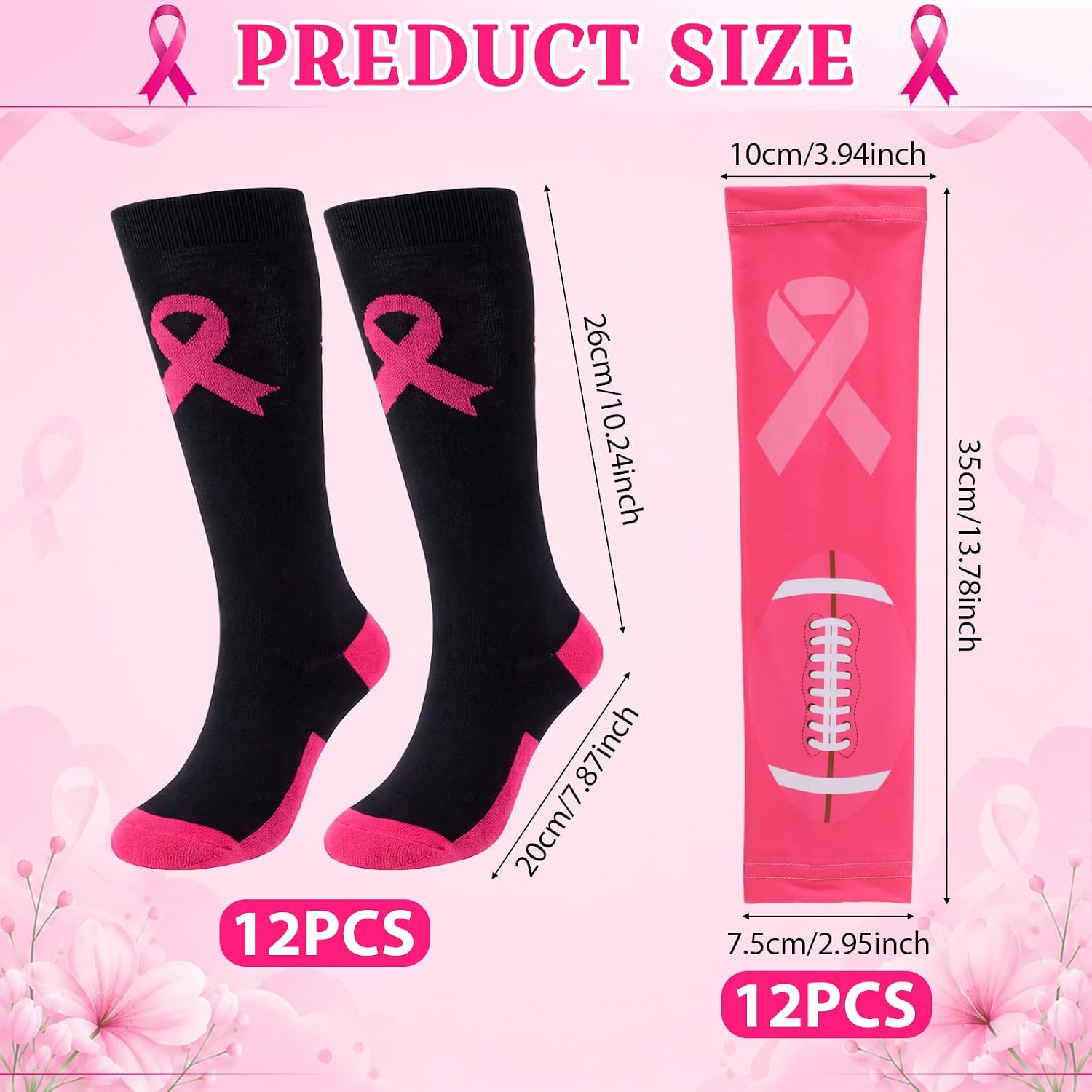 Panitay Breast Cancer Awareness Arm Sleeves and Socks Set