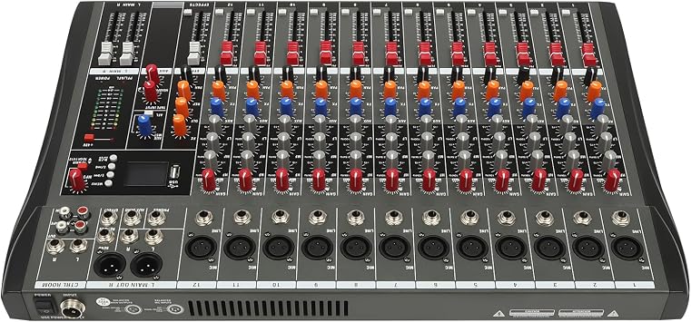 12 Channel Audio Mixer DJ Sound Controller Studio Audio Mixer Mixing Console Professional Sound Mixer DJ Controller