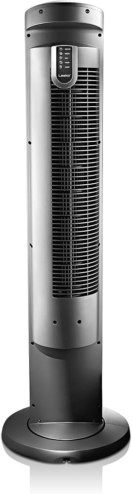 Lasko Oscillating Tower Fan with Remote, Quiet Floor Fans for Bedroom, 42", Silver T42951
