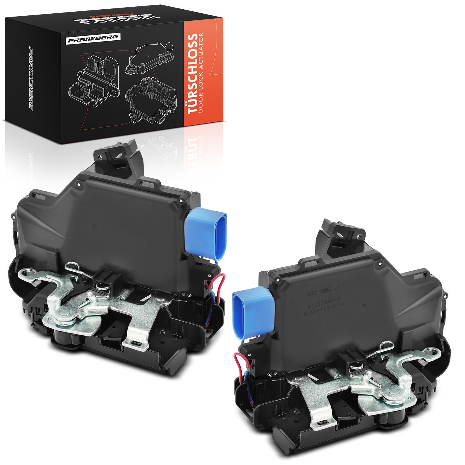 Frankberg 2x Attuatore serratura porta anteriore sinistra destra 3D1837015 | Compatibile con: Golf V 1K1, O.c.t.a.v.i.a II 1Z3, Furgone C.a.d.d.y III 2KA 2KH 2CA 2CH, T.o.u.r.a.n 1T1 1T2
