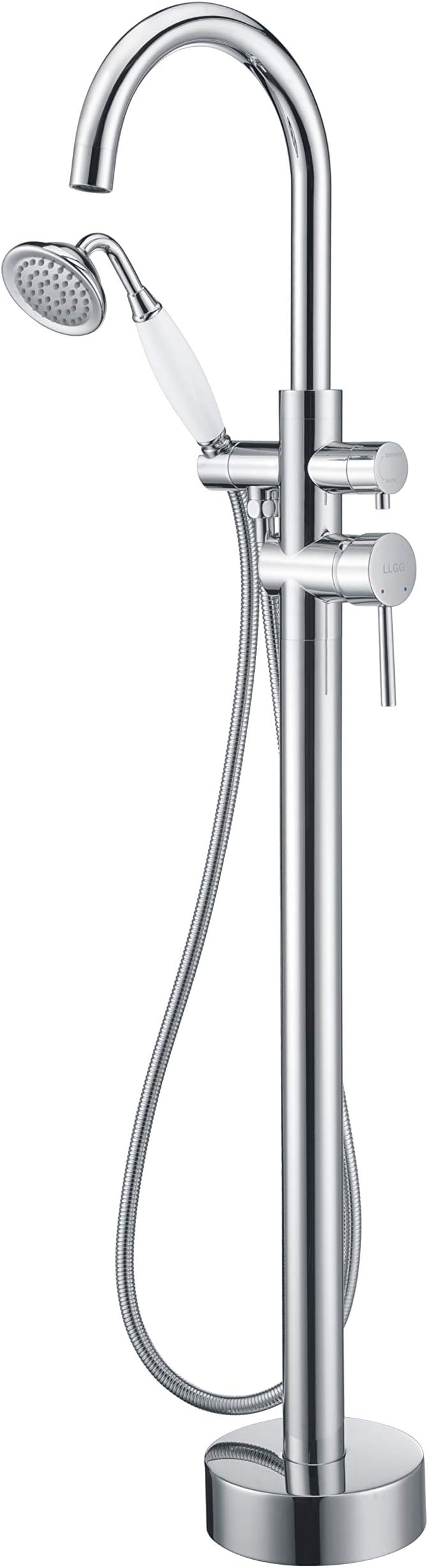Floor Mounted Tub Faucet Chrome Freestanding Bathtub Filler Faucets High Flow Rate 11.9GPM with Hand Shower Mount RIGOBAL