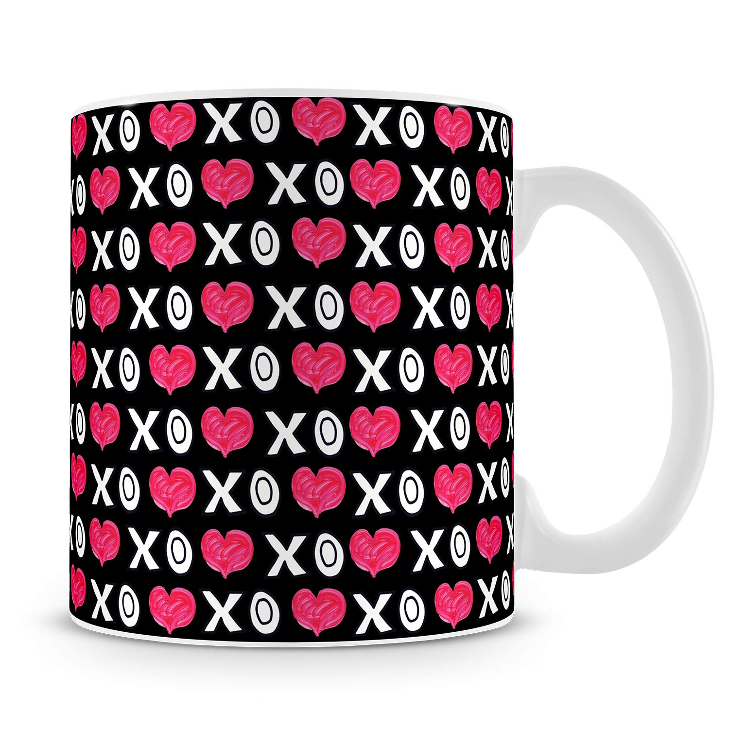 FA6 Valentine Day Gift Abstract Printed Ceramic Coffee Mug Valentines Gifts for Girlfriend Boyfriend, Birthday Gift for Husband Wife, Love Gifts (Black Heart Gifts Mugs)
