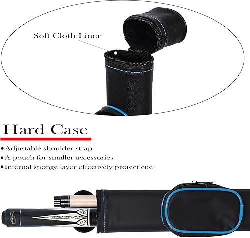 Miniatura 6 de Palo de billar con eje de desviación baja con estuche rígido de 19 a 20 onzas