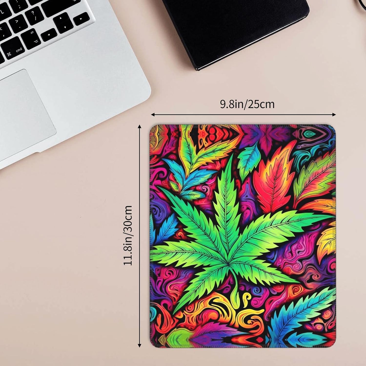 Mouse Pad Computer Mouse Mat with Anti-Slip Rubber Base Washable Mousepad Multicolor Leaf Weed Art Mouse Pad Smooth Surface Gaming Mouse Mat for Laptop Computer Office Desk Accessories 10x12in image 5