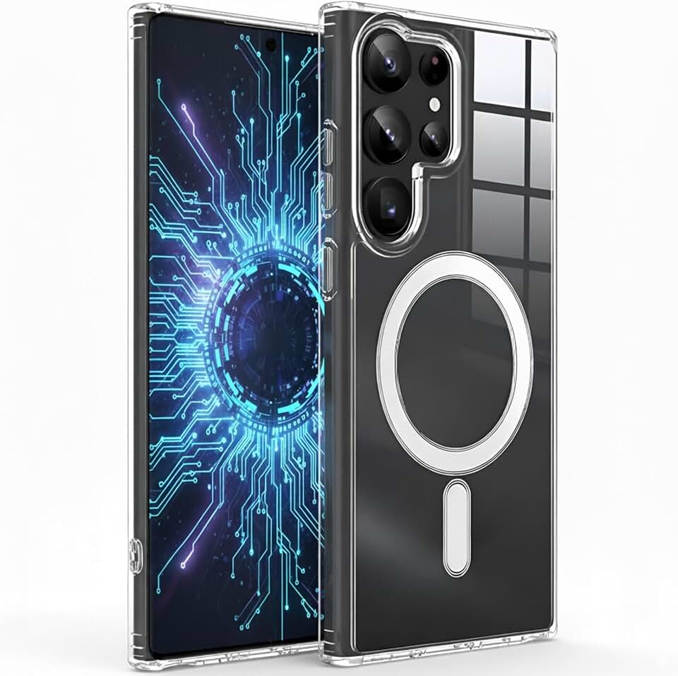 Capa para Samsung Galaxy S24 ULTRA Capinha Slim Premium com [Proteção de Camera] Magnetica Anti-Amarelamento, Compatível MagSafe, Transparente Clear Case Resistente Riscos Anti Impacto