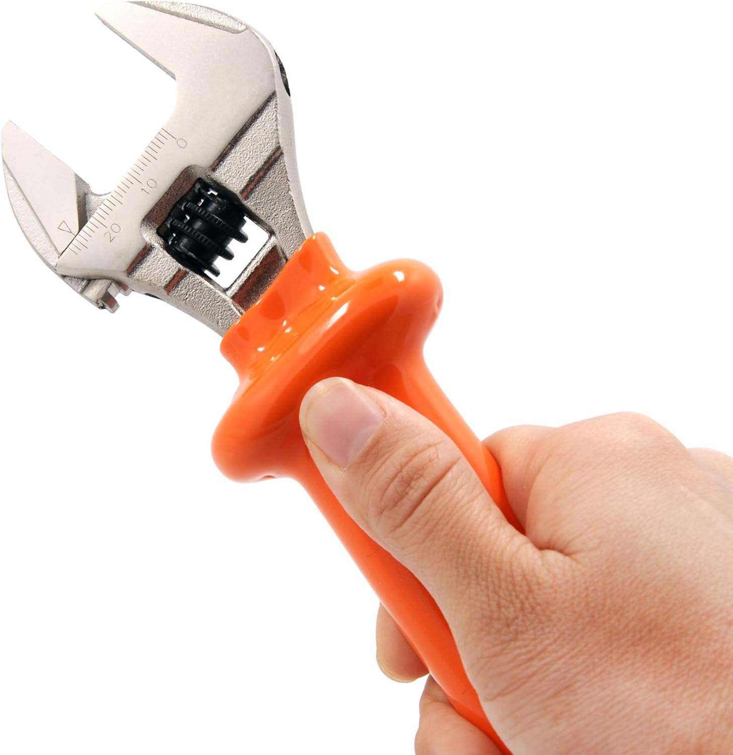 8" Heavy Duty Insulated Electrician Adjustable Wrench Cushion Grip And Nickel-Plated Surface Anti-Rust