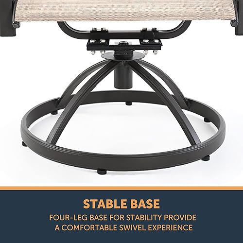 Miniatura 7 de HAPPATIO Juego de 2 sillas de comedor para patio, sillas de comedor giratorias de textileno para exteriores con respaldo alto, sillas de muebles de