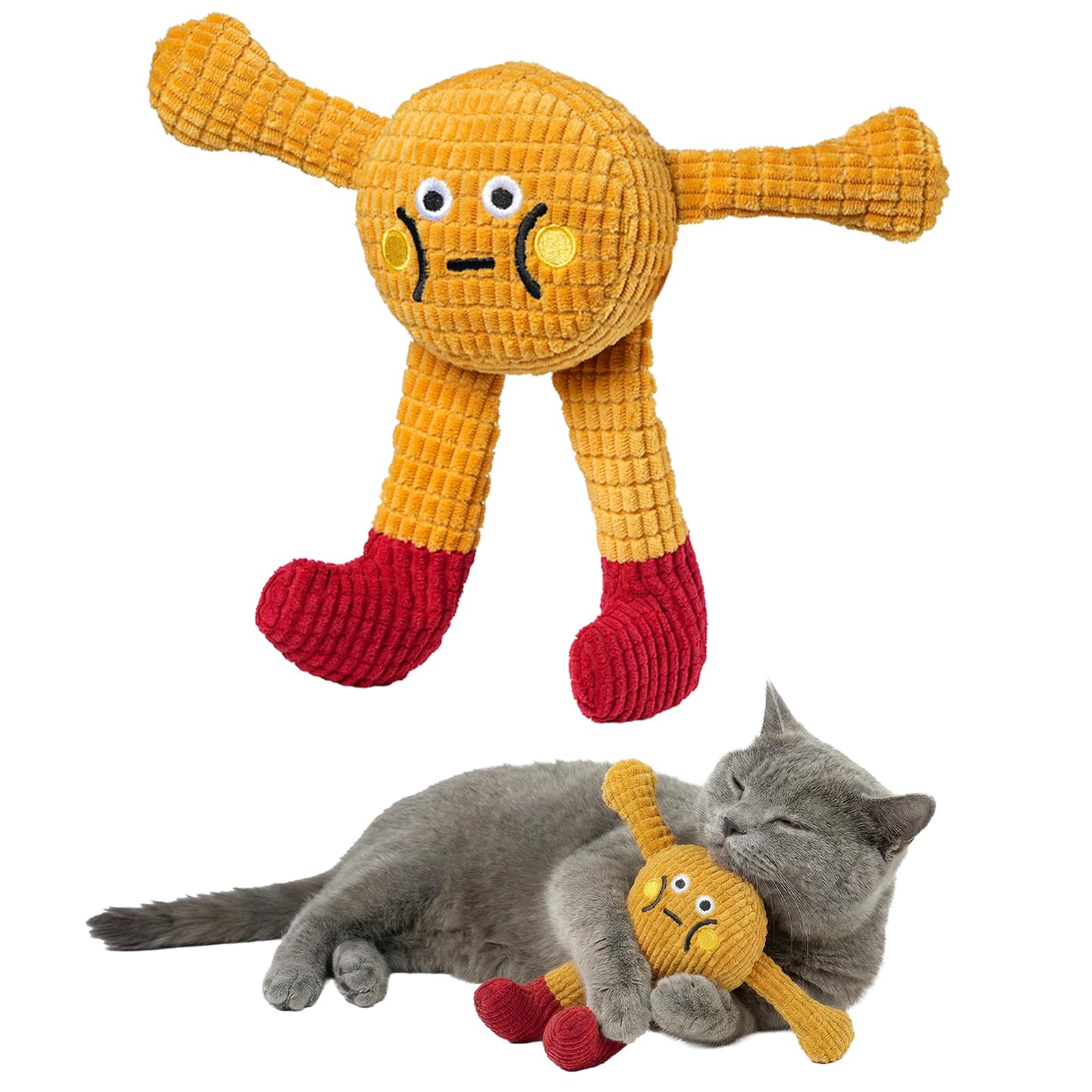moovalab Catnip Toys for Cats Waffle Cat Toy for Indoor Cats Adult, Interactive Kitten Toys Cat Kicker Toy Soft Plush with Crinkle Sound, Cat Chew Toy for Scratching Playing Chewing Teething (Yellow)