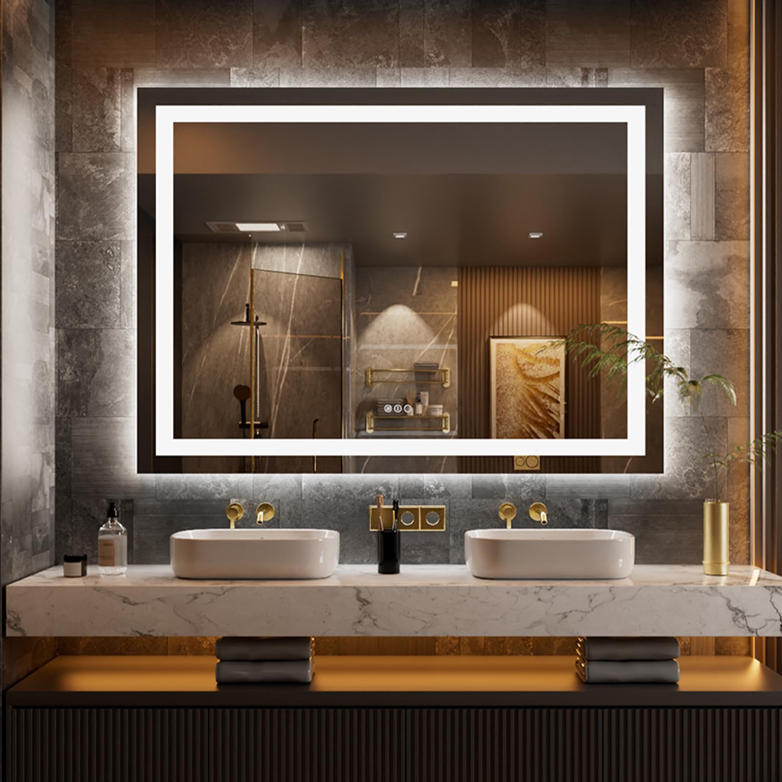 LOAAO 52"X36" LED Bathroom Mirror with Lights, UL Listed
