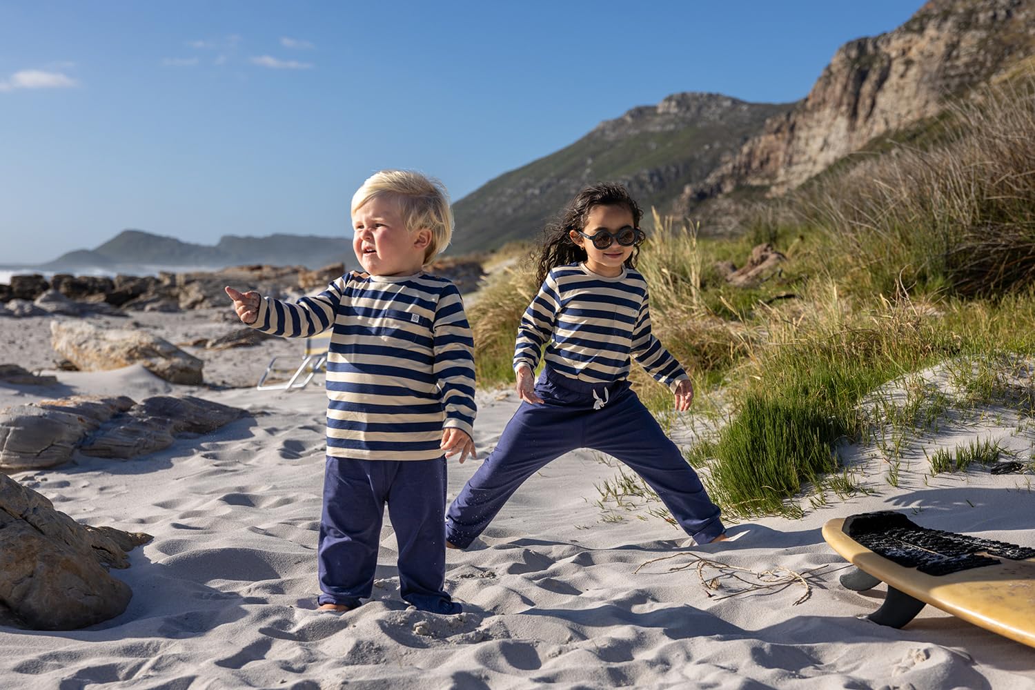 Cloby Baby Long Sleeve Shirt/Langarmshirt - mit UV-Schutz (UPF 50+) - für Jungen und Mädchen - Navy Stripe - blau/beige (Gr. 12-18 Monate)