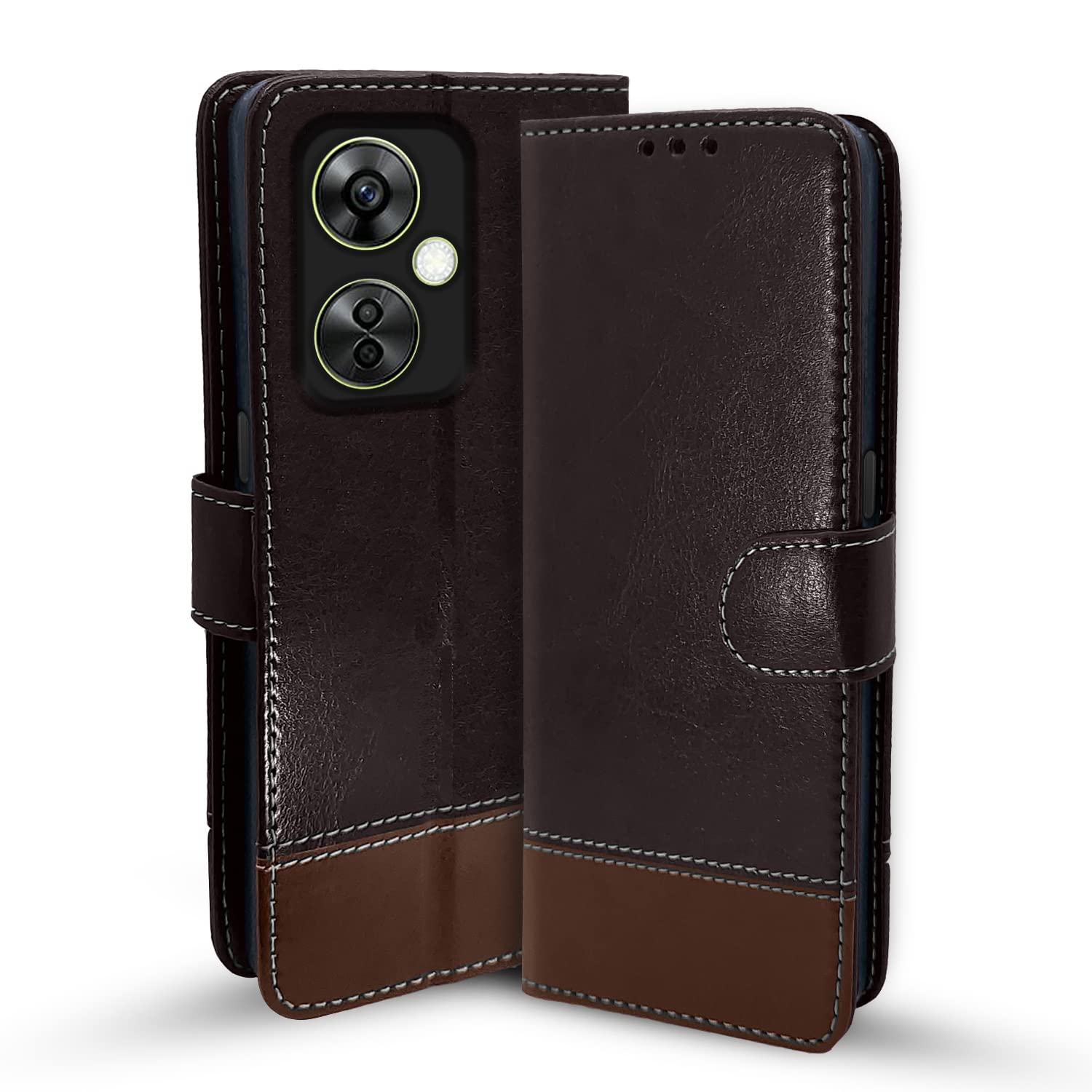 Pikkme OnePlus Nord Ce 3 Lite 5G Flip Cover | Dual-Tone PU Leather Finish | Wallet Style & Stand | Magnetic Flip Case for OnePlus Nord Ce 3 Lite 5G (Coffee & Brown) (B0C1ZFCHF5) Amazon Price History, Amazon Price Tracker