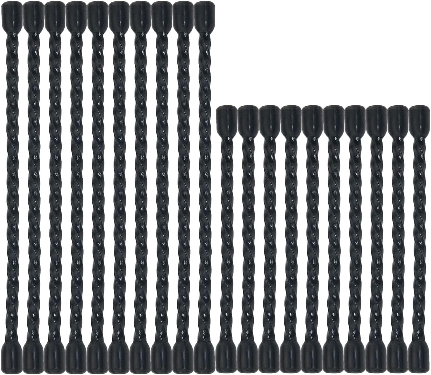 20PCS (10PCS 4-inch and 10PCS 6-Inch) Cable Zip Ties Bendable Rubber Twist Ties Cable Ties Reusable Rubber Twist Ties Bendable Cable Ties for Bundling Organizing and Holding, Black