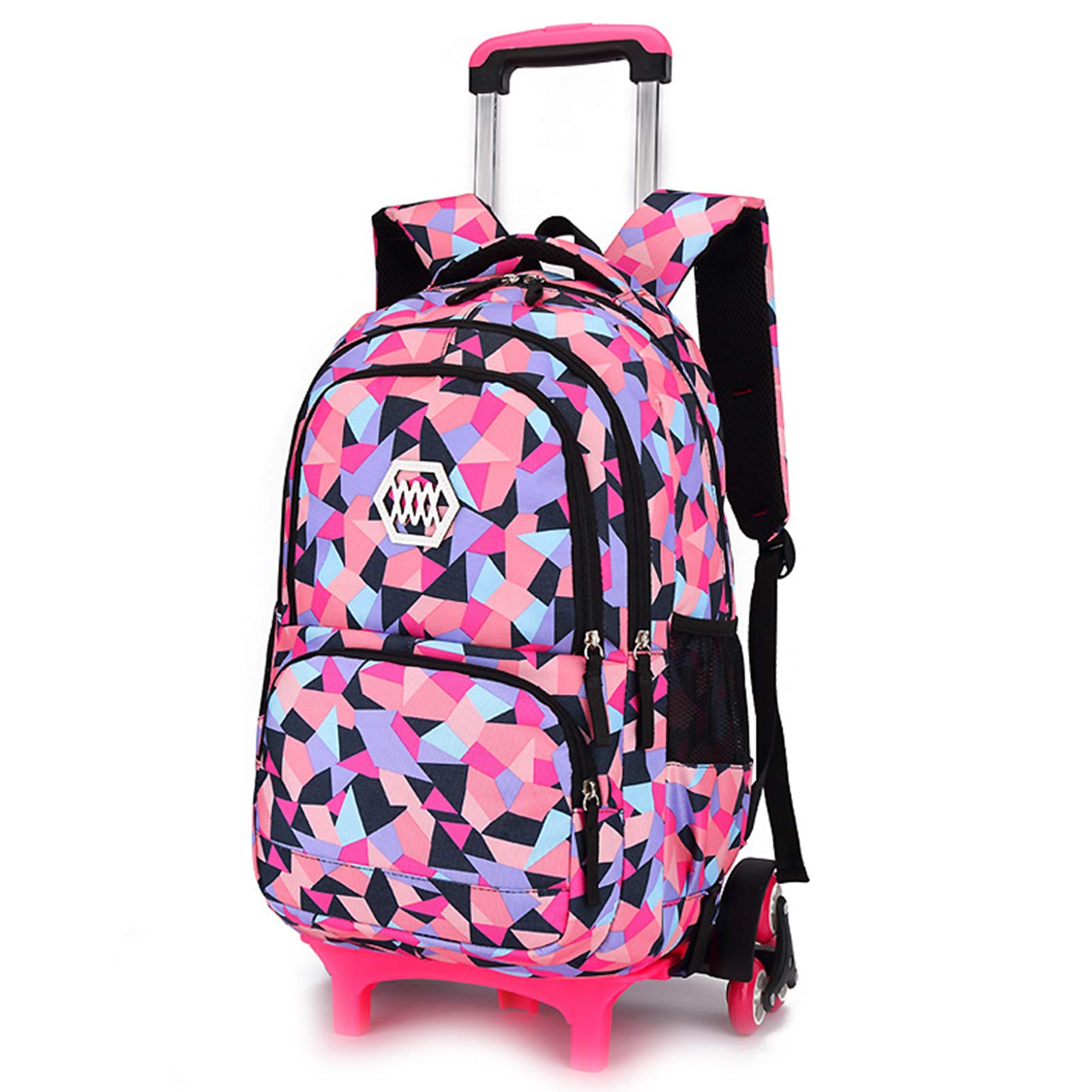 IvyH Mochila Trolley, Mochilas Escolares con Ruedas Mochila Escolar Primaria con 6 ruedas Trolley Multi-bolsillos Diseño Mochila para Niños Niñas Relajadas a la Escuela, Viajes(Negro)