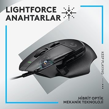 Logitech G G502 X Wired Gaming Mouse, LIGHTFORCE Hybrid Optical-Mechanical Master Switches, HERO 25K Gaming Sensor, Compatible with MacOS, Windows and PC, Black