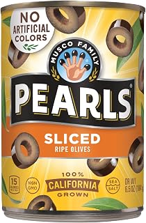 Pearls Sliced Ripe Black Olives, Pack of 6 (6.5 oz Cans) - California Grown, Non-GMO, Gluten-Free, Kosher