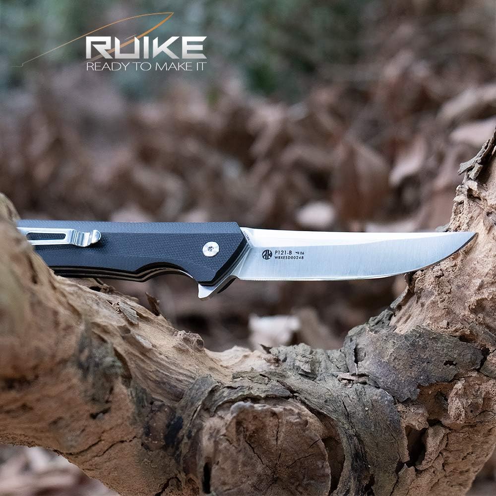 Ruike Small Pocket Knife for men Folding knives 14c28n Stainless Steel Liner Lock Utility Camping Tactical Knife Hiking 3.62inch EDC Knife Tools Belt Clip Cool Stuff Women Gifts P121-SB