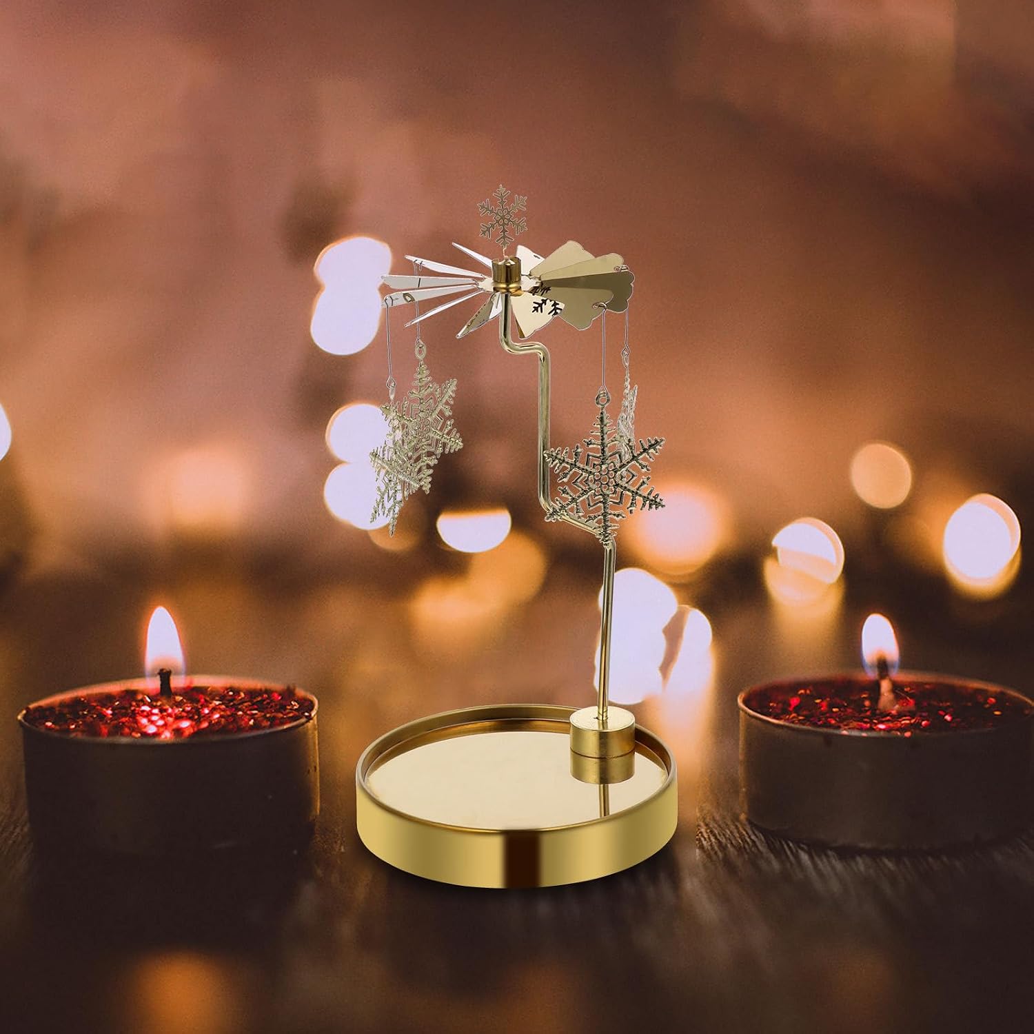 Ciieeo 1pc Christmas Spinner Candlesticks Carousel Candle Holder Candle Decor Christmas Candle Spinners