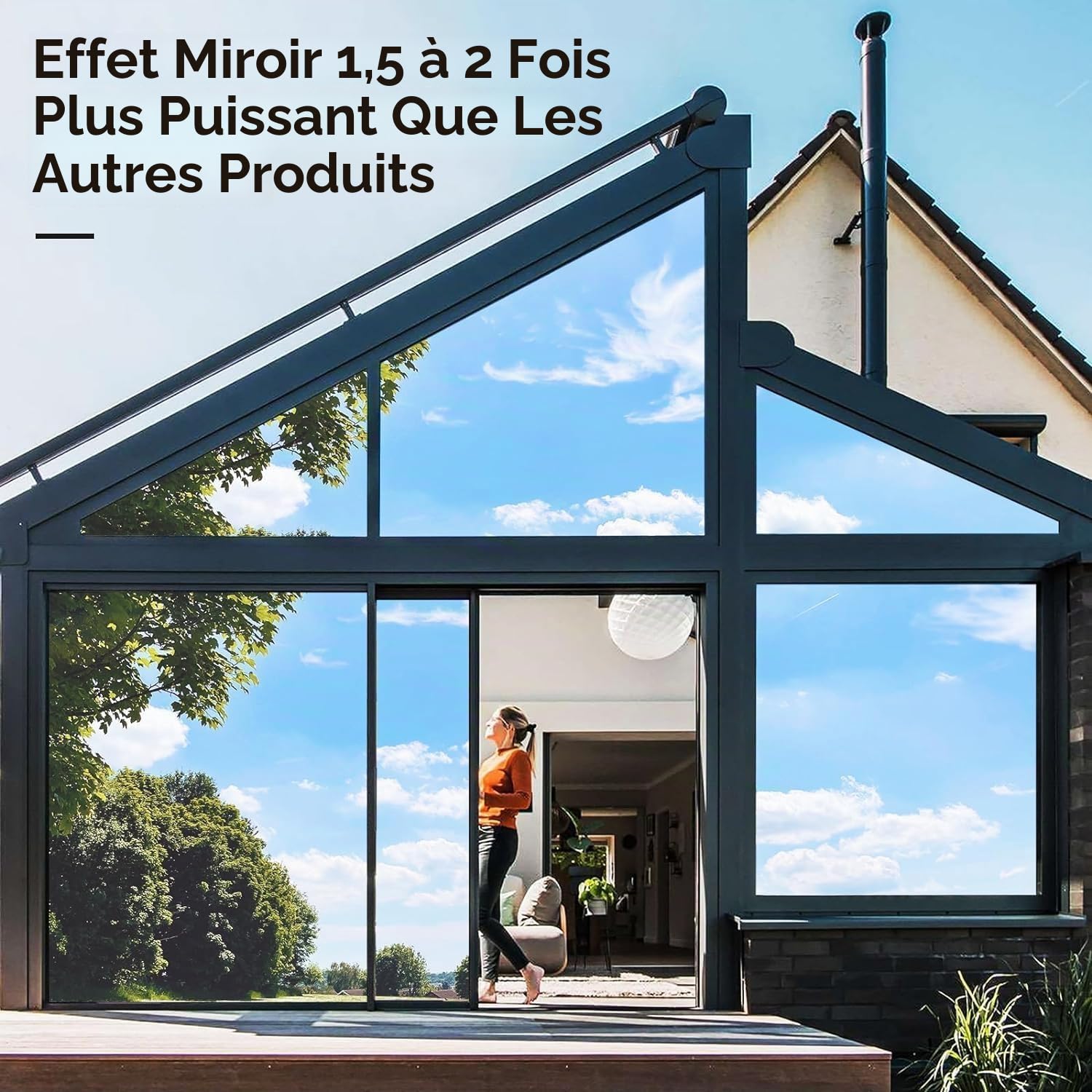 Film sans Tain pour Fenetre Film Anti Regard Fenetre 40x200cm Film Fenetre Anti UV, Protection de la Vie privée, pour Salon, Chambre, Bureau
