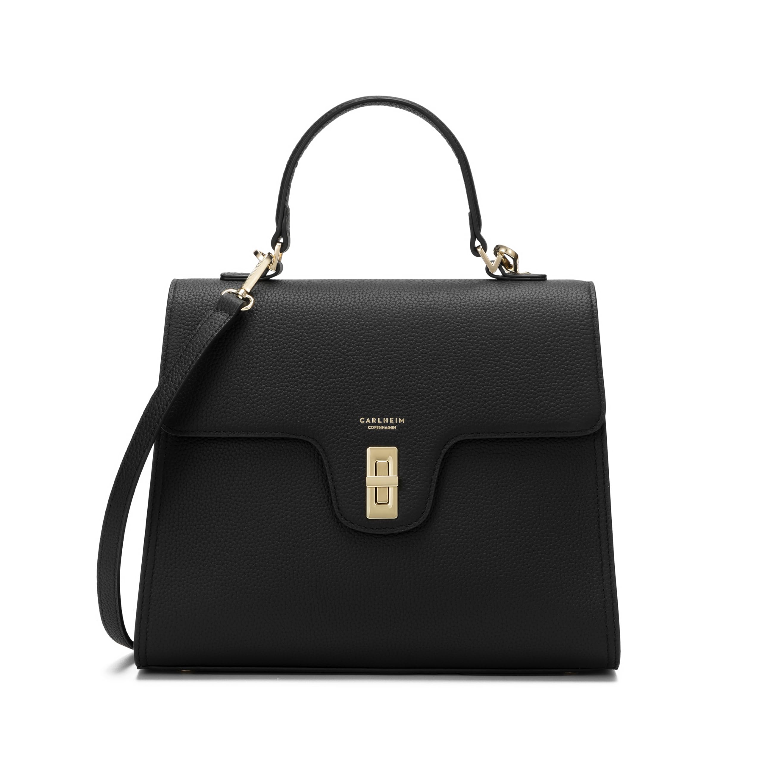Carlheim, Skagen Genuine Leather collection, Estelle Genuine Leather Handbag (Black), Black, Medium