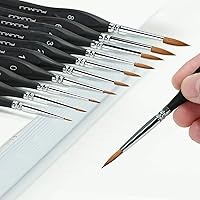 Vista 1 de Kolinsky Sable Watercolor Brushes, 10pcs Sable Detail Paint Brush Set Will Keep a Fine Tip Point and Spring for Watercolor Acrylic Gouache