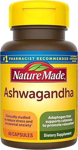Nature Made Ashwagandha 125 mg suplemento dietĂ©tico para apoyo al estrĂ©s 60 cápsulas suministro para 60 dĂas Nature Made Ashwagandha 125 mg suplemento dietĂ©tico para apoyo al estrĂ©s 60 cápsulas suministro para 60 dĂas