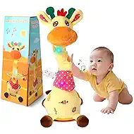 JISONCASE Talking Dancing Giraffe Baby Toy, Adjustable Volume Tummy Time Toy Repeating What You Say, Singing Mimicking Recording Sensory Education Gifts for Toddlers Boy Girls