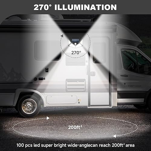 Miniatura 4 de EJYTRVT Luz solar para porche de caravana, instalación magnética, luz con sensor activada por movimiento, iluminación LED exterior de cámper, luces