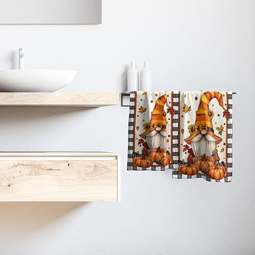 Vista 279 de Giwawa Juego de 2 toallas de mano de hojas marrones, toallas de baño bohemias suaves y delgadas, altamente absorbentes, decorativas, para cocina