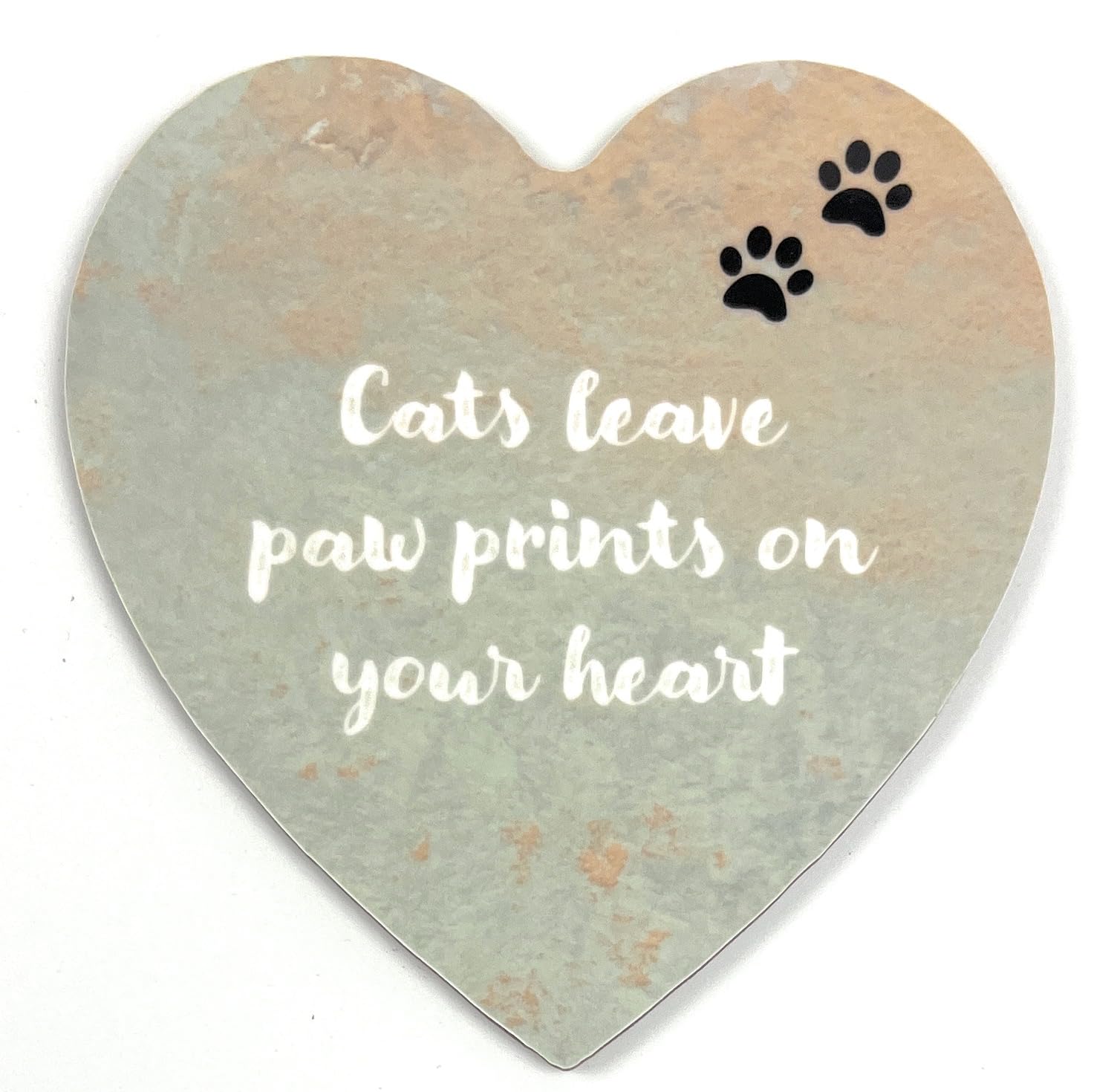 Hoorayuk Black, White, Gray Cats Leave Pawprints Heart-Shaped Novelty Coaster - Unique Gift For A Cat Lover - Made In Uk