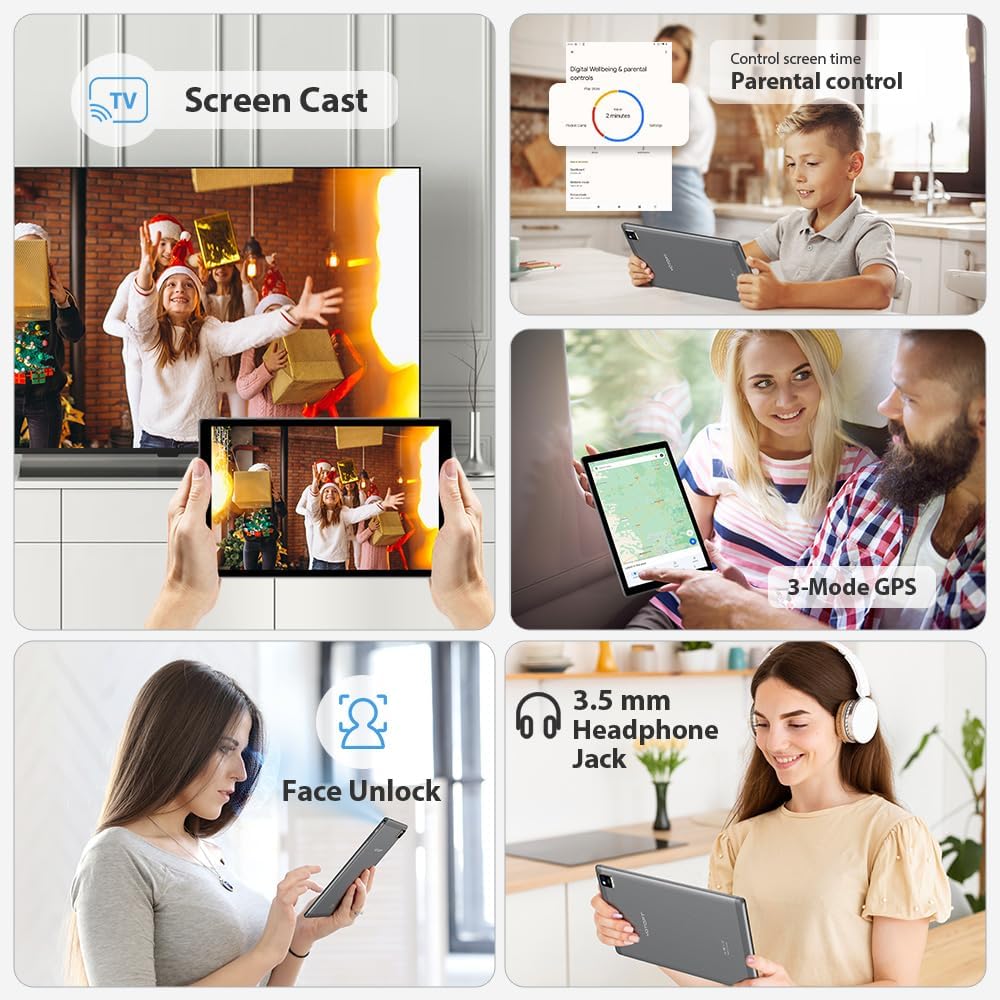 Tablet 10.1 Pollici, 5G WiFi + 4G LTE Dual SIM, 36GB RAM 128GB ROM (1TB Espandibile), Processore Octa-Core Android con Tastiera Mouse Stylus Cuffie Custodia, 8000mAh/GPS/FM/BT